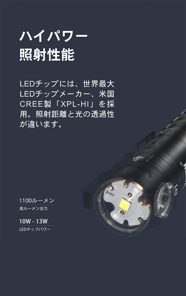 D1|製品情報｜LEDのフラッシュライト,懐中電灯,自転車ライト販売はWUBEN