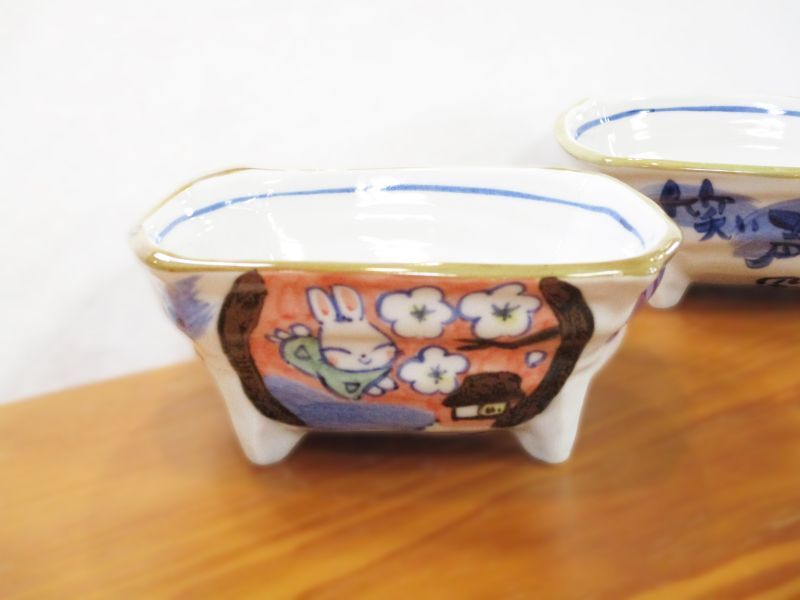 希少 夕立窯 うさぎモチーフ 蓋もの 2個セット【未使用保管品】 箱無し