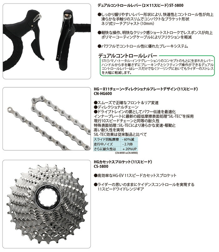 楽天市場】シマノ105 5800コンポーネント8点セット11スピード自転車