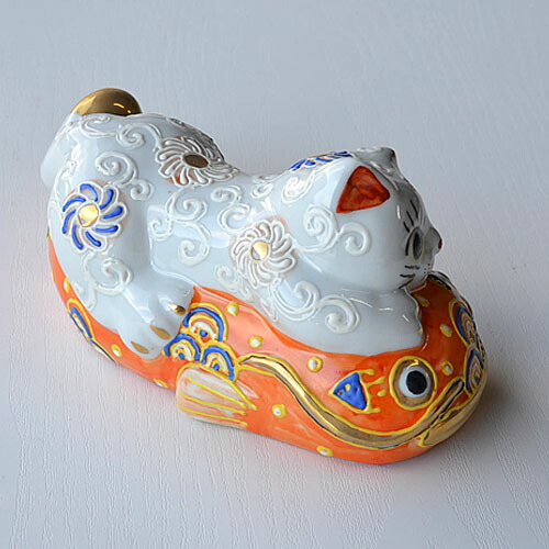 楽天市場】九谷焼置物 要猫 オレンジ鯰&白盛 ギフト プレゼント 個人用