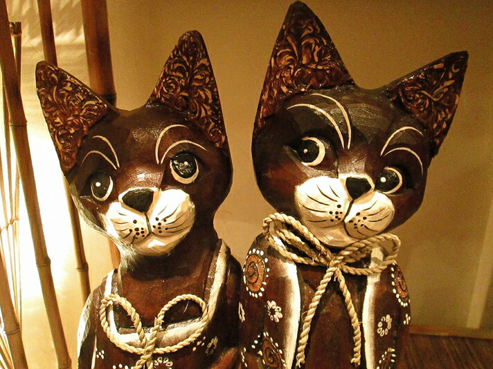 楽天市場】【最大半額＆7%OFFクーポン】おしゃれな猫人形オブジェ バリ