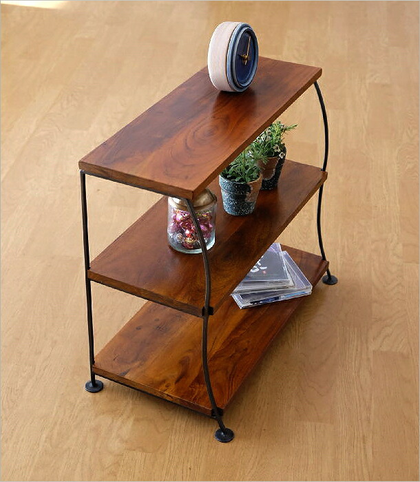 楽天市場】キッチン収納 木製 アイアン 3段 カウンター上収納