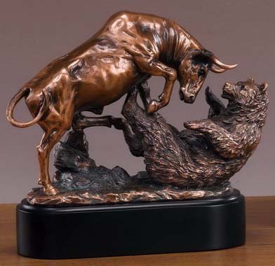 楽天市場】ブロンズ風 ブル＆ベア（雄牛と熊）彫刻像 ホワイトハウス内