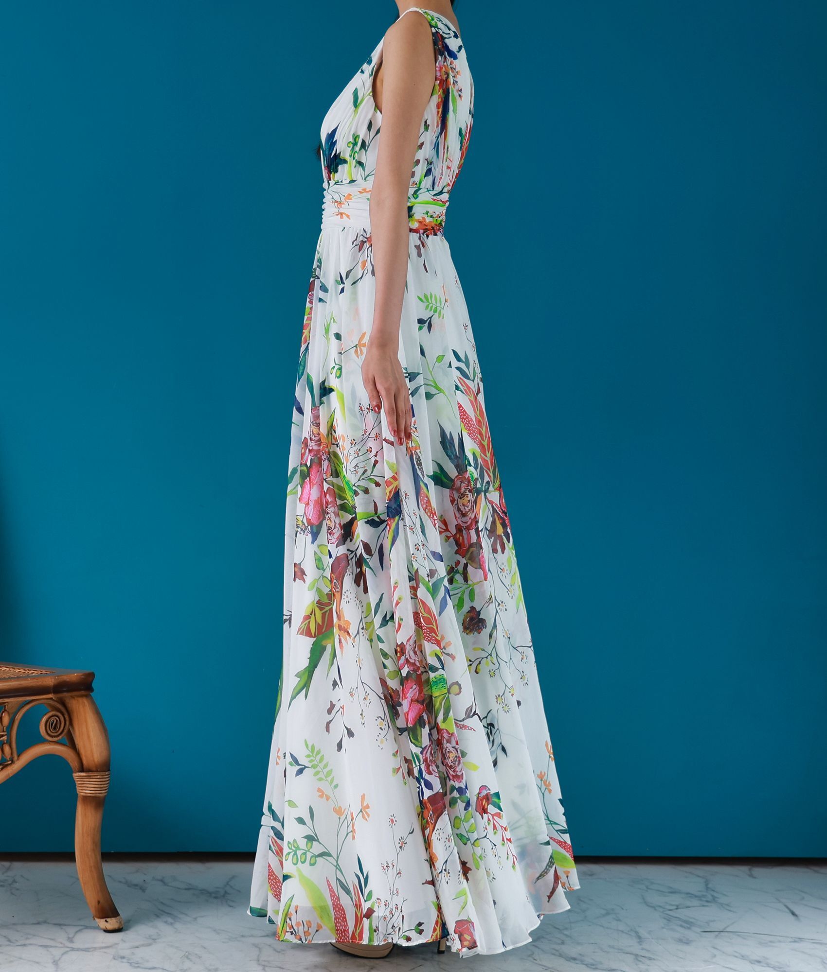 花柄Aラインロングドレス/ERUKEI - カラードレス