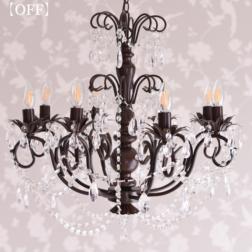 LED電球付 8灯 シャンデリア オールドイングランド 簡単取付 幅60cm