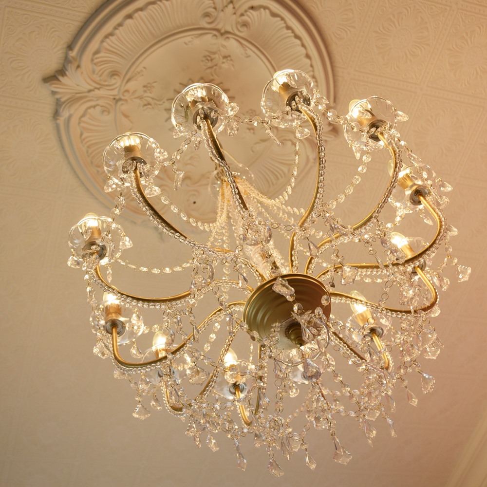 LED電球付 12灯 シャンデリア エレガントゴールド 簡単取付 幅74cm