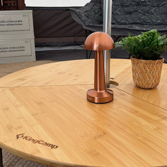 KingCamp Round 3-Folding Bamboo Table, Compact Portable Camping