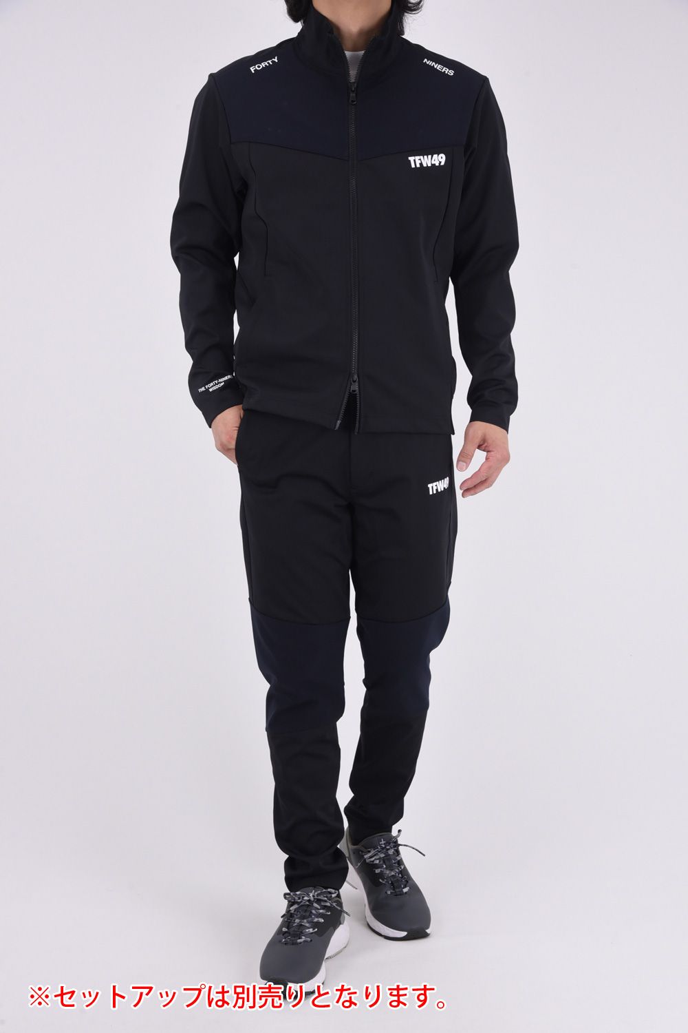 TFW49 メンズ ゴルフウェア レイン ナイロン セットアップ 黒 ブラック