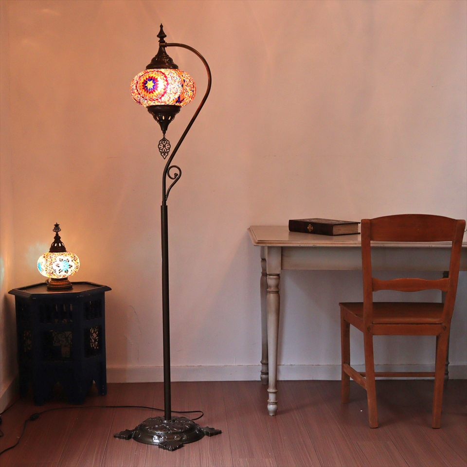 トルコランプ モザイクフロアスタンドランプ ハンギング 高さ154cm