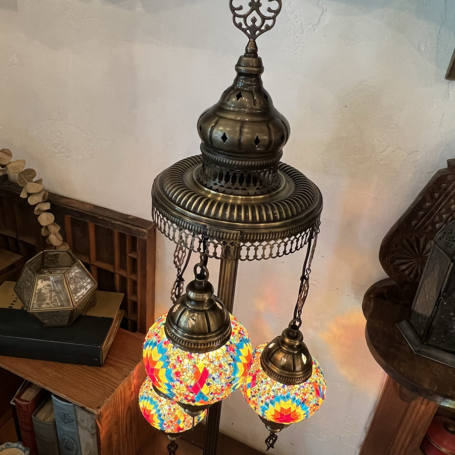 モザイクシャンデリアスタンドランプ 3灯 全高94cm カラフル E17/15W