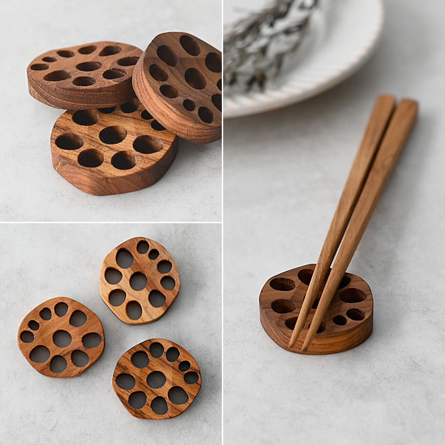 チーク箸置き れんこん | ゼネラルストア オルネ