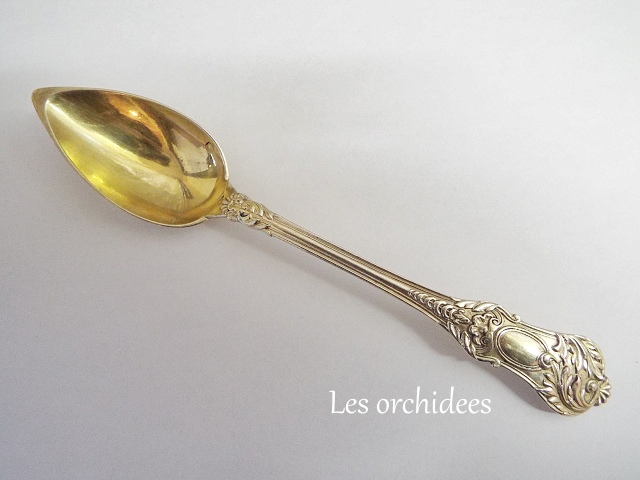 フランスアンティーク 純銀 ヴェルメイユ ティー スプーン パルメット