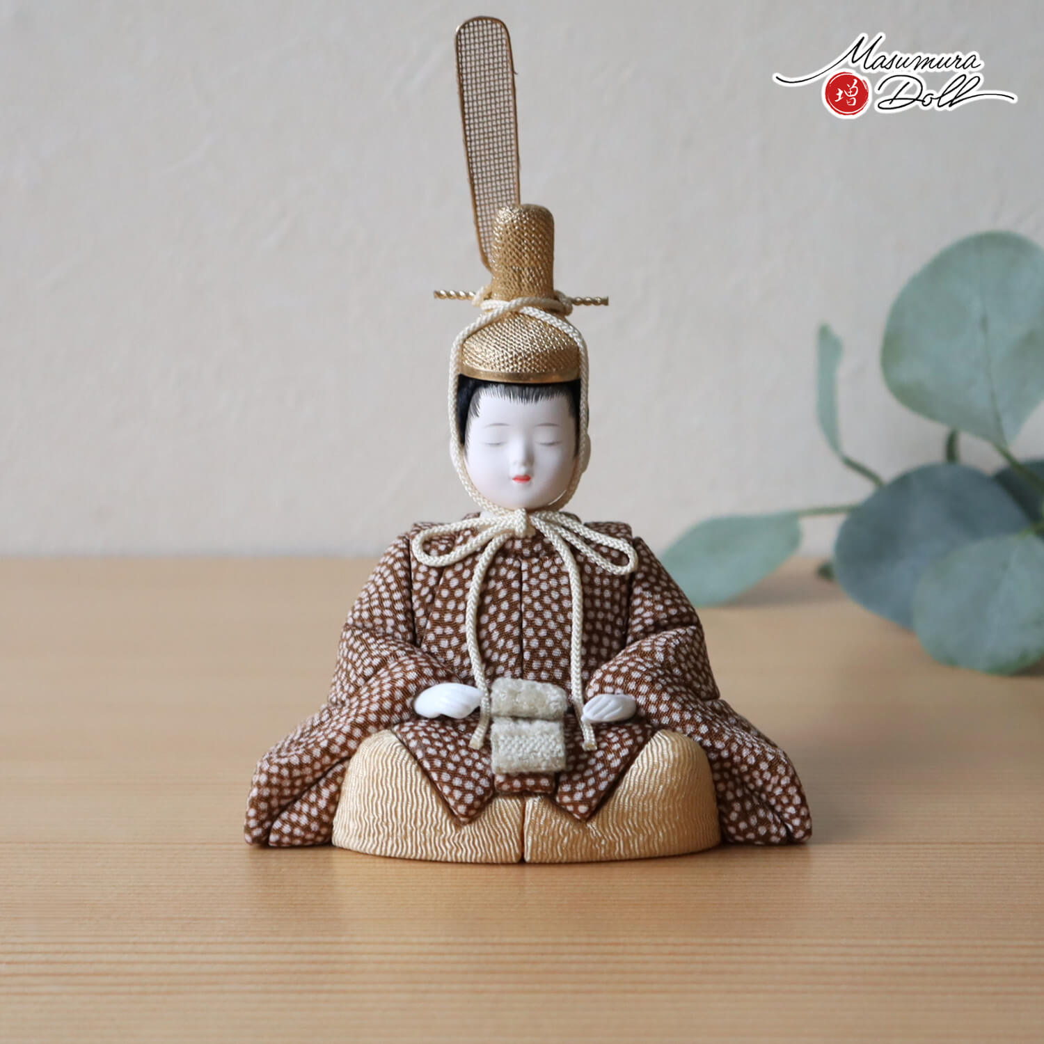 雛人形 新作 木村一秀作 五人飾 桃山雛 ブラウンドット 3人 官女