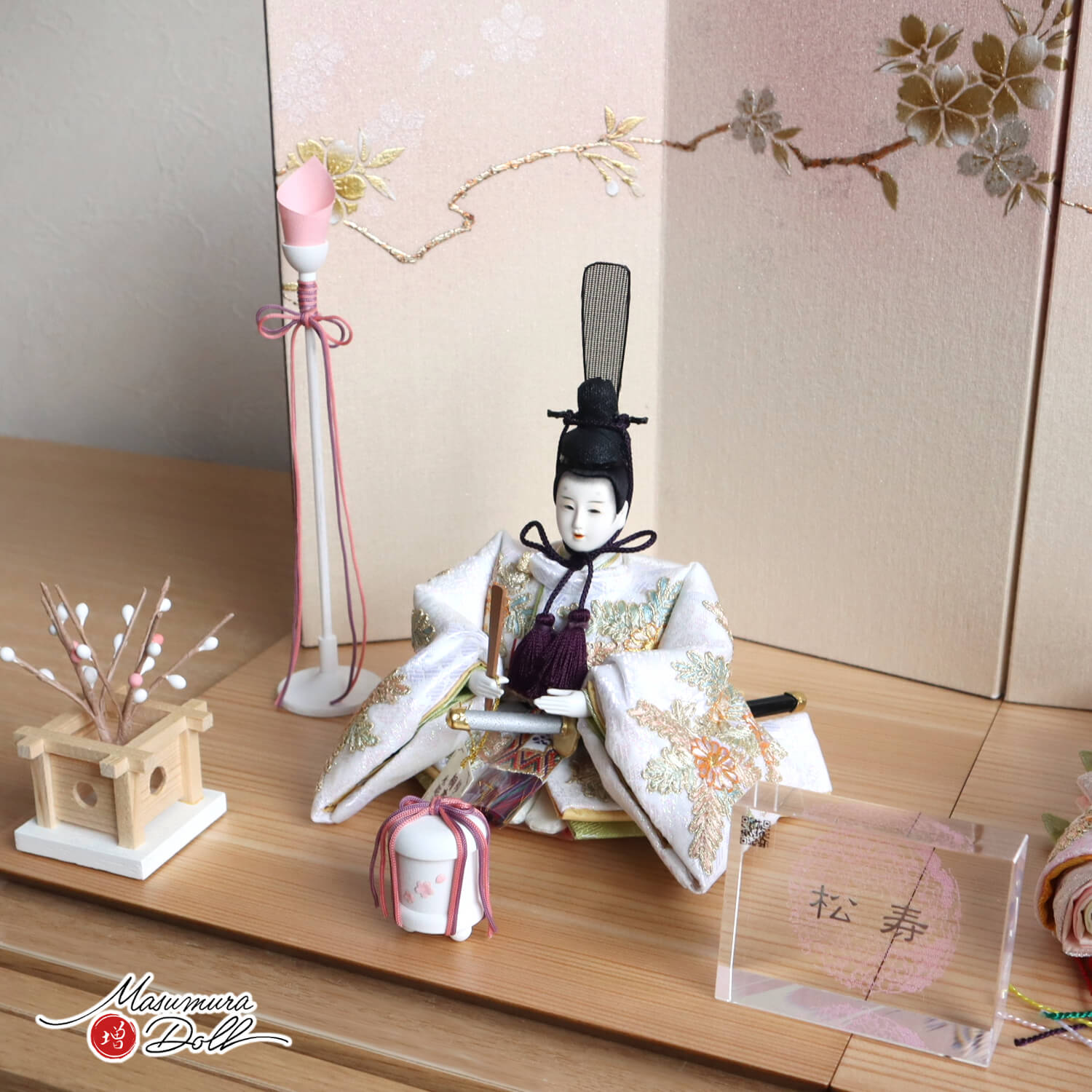 最新作】 小出松寿作 柳 親王 京刺繍 「菊花文様」頭師：市川伯英 桜