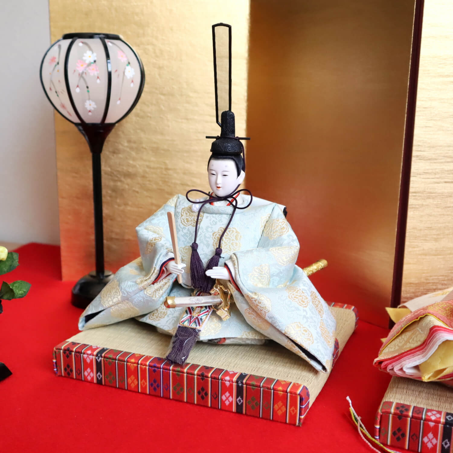 雛人形 大橋弌峰作 京都 芥子 正絹西陣織有職雛 9号2曲一双済美箔屏風