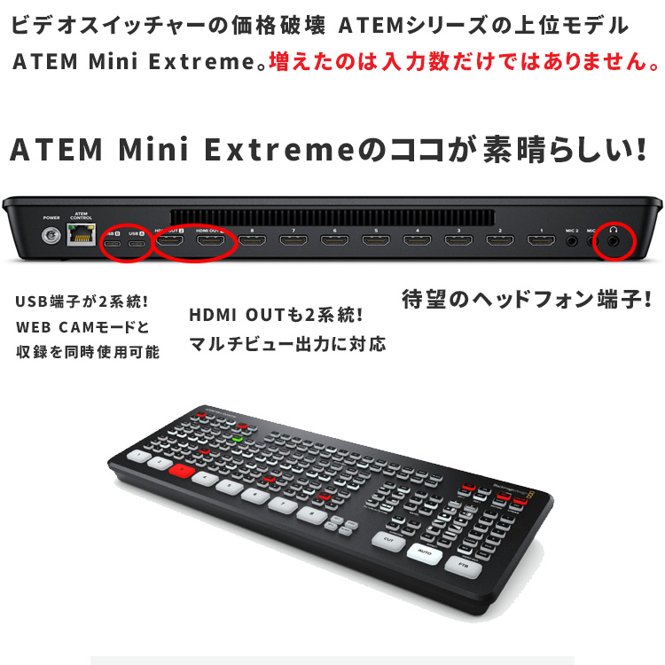 Blackmagic HDMI ビデオスイッチャー ATEM Mini Extreme ISO(USB