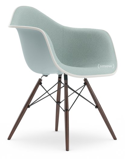 Eames Plastic Armchair DAW, Ice grey, With full upholstery, Ice