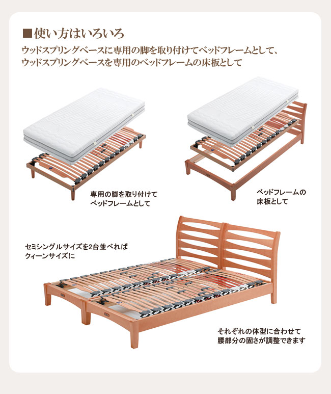 ウッドスプリングベッドフレーム「EGO」+専用ベッドフレーム「ビオラ