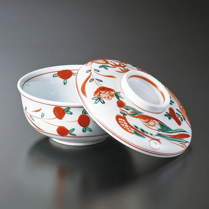 懐石赤絵万暦花鳥蓋向(和食器,ふたもの,蓋向)|食器通販の陶磁庵
