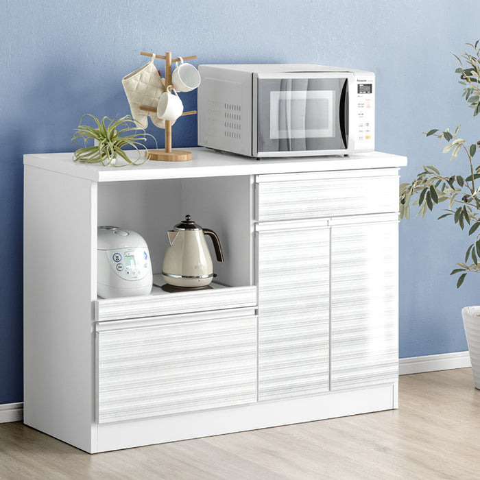 幅120］国産 キッチンカウンター 完成品 食器棚 キッチンボード レンジ