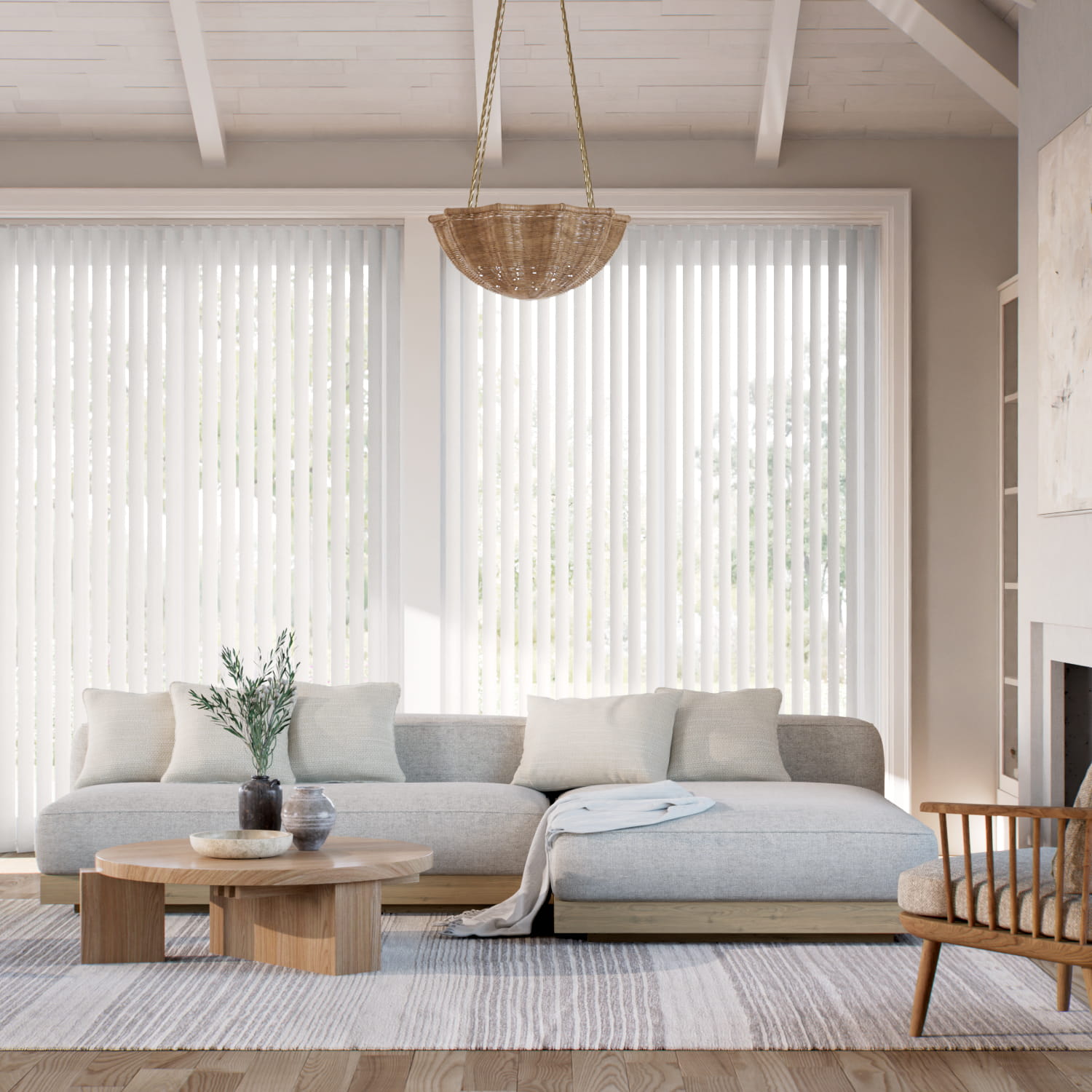 遮光リーフ ホワイト バーチカルブラインド