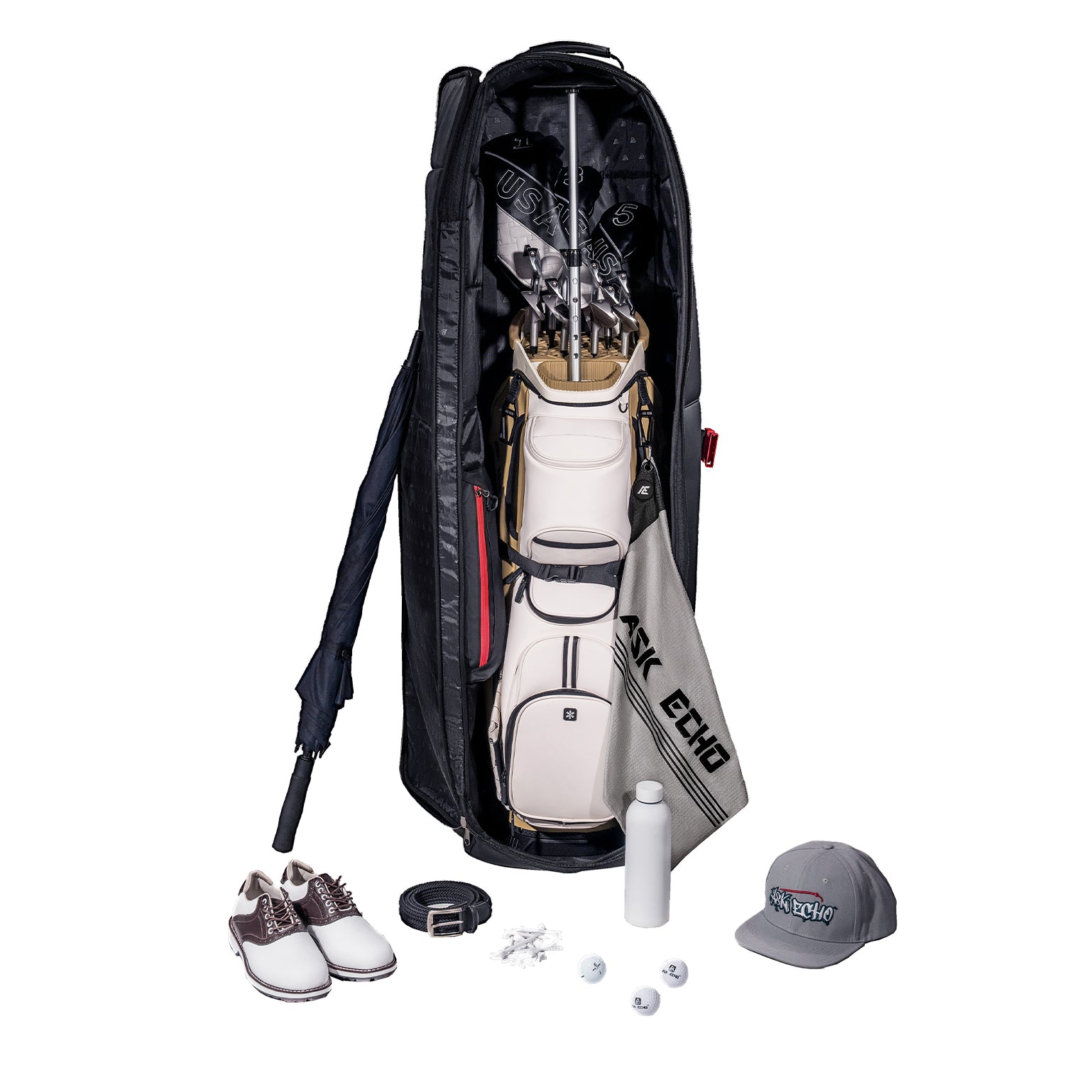 ASK ECHO LOCKLINK Roller Outdoors Golf Travel Bag Soft-Sided with Whee