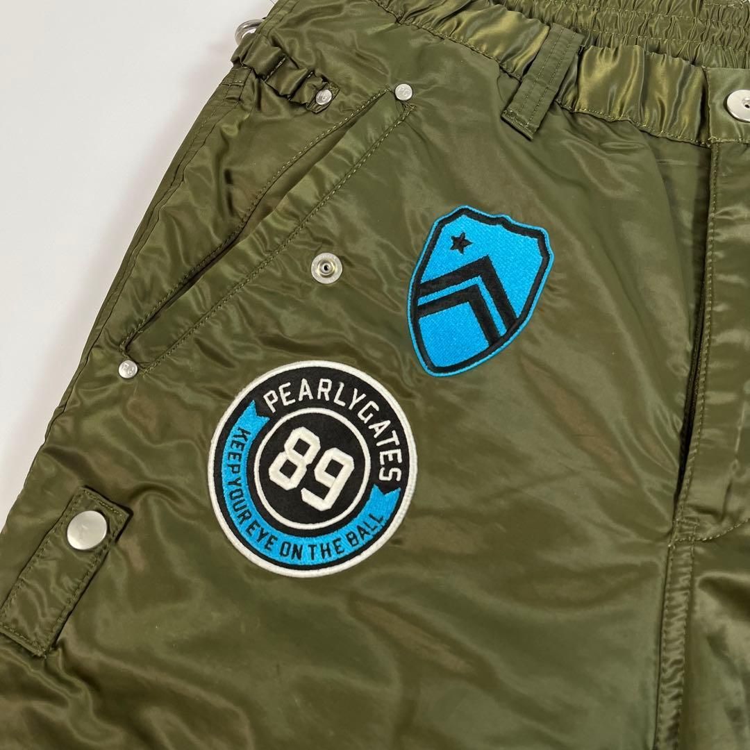 美品 PEARLY GATES 中綿 ナイロン パンツ ワッペン 刺繍ロゴ - メルカリ