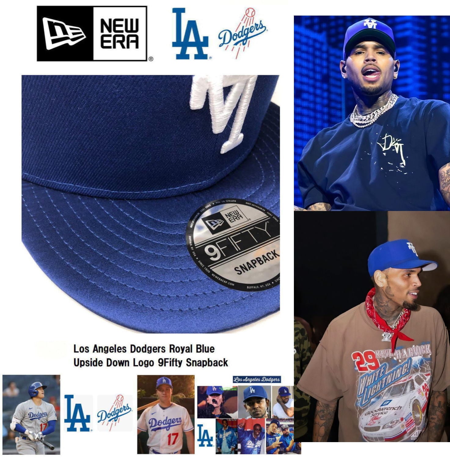 送料無料】新品 海外限定 LA 反転 UPSIDE DOWN ドジャースブルーOTC