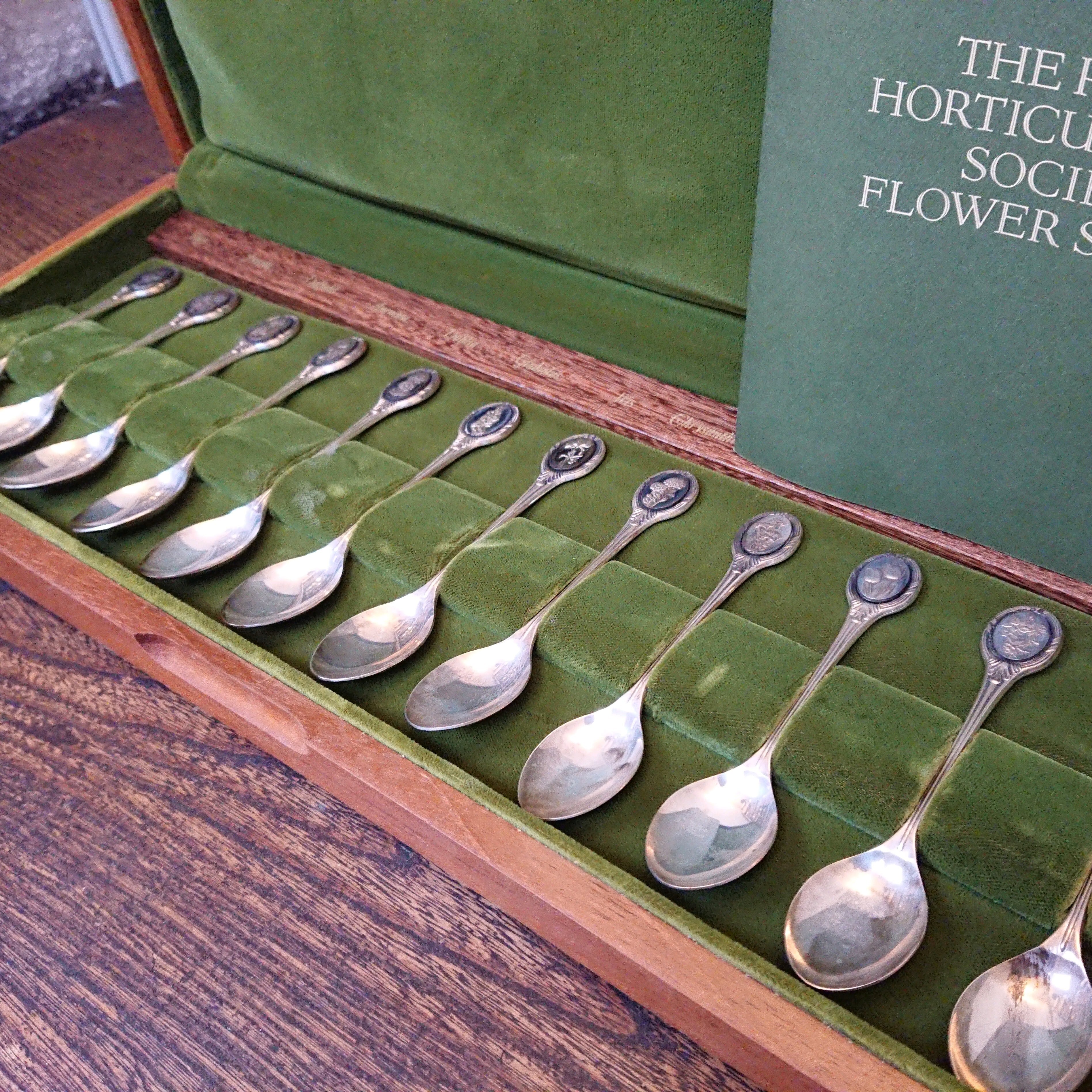 英国 王立園芸協会 純銀製スプーン12本set ホールマーク有