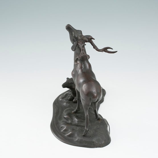 銅 鹿 置物 ブロンズ オブジェ インテリア 銅器 シカ デザイン レトロ