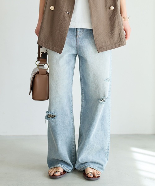 ダメージワイドデニム（デニムパンツ）｜BAYFLOW（ベイフロー）の