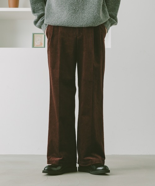 セール】Center press corduroy semi-wide slacks/コーデュロイ