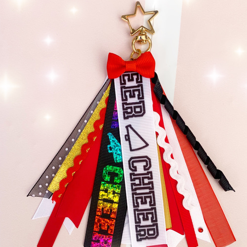 Cheer tag ribbon チアタグ リボン チアチャーム チアキーホルダー 18