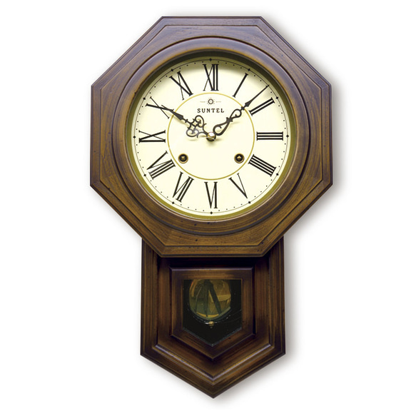 ボンボン 時打ち 振り子時計(八角） ローマ文字 掛け時計・置き時計