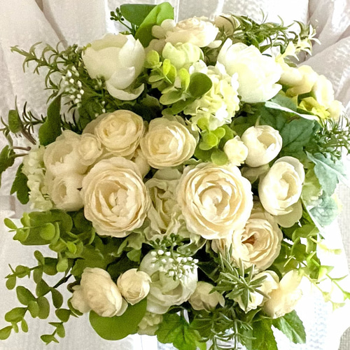 送料無料】ナチュラルクラッチブーケ ブートニアセット アーティシャル