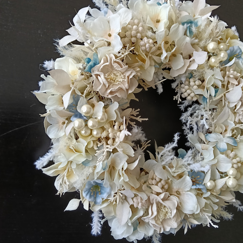 Xmas】ホワイトクリスマスリース 2025 白 花 壁掛け クリスマス飾り