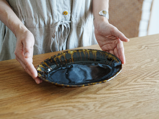 松村英治 オーバル中皿（鼈甲）