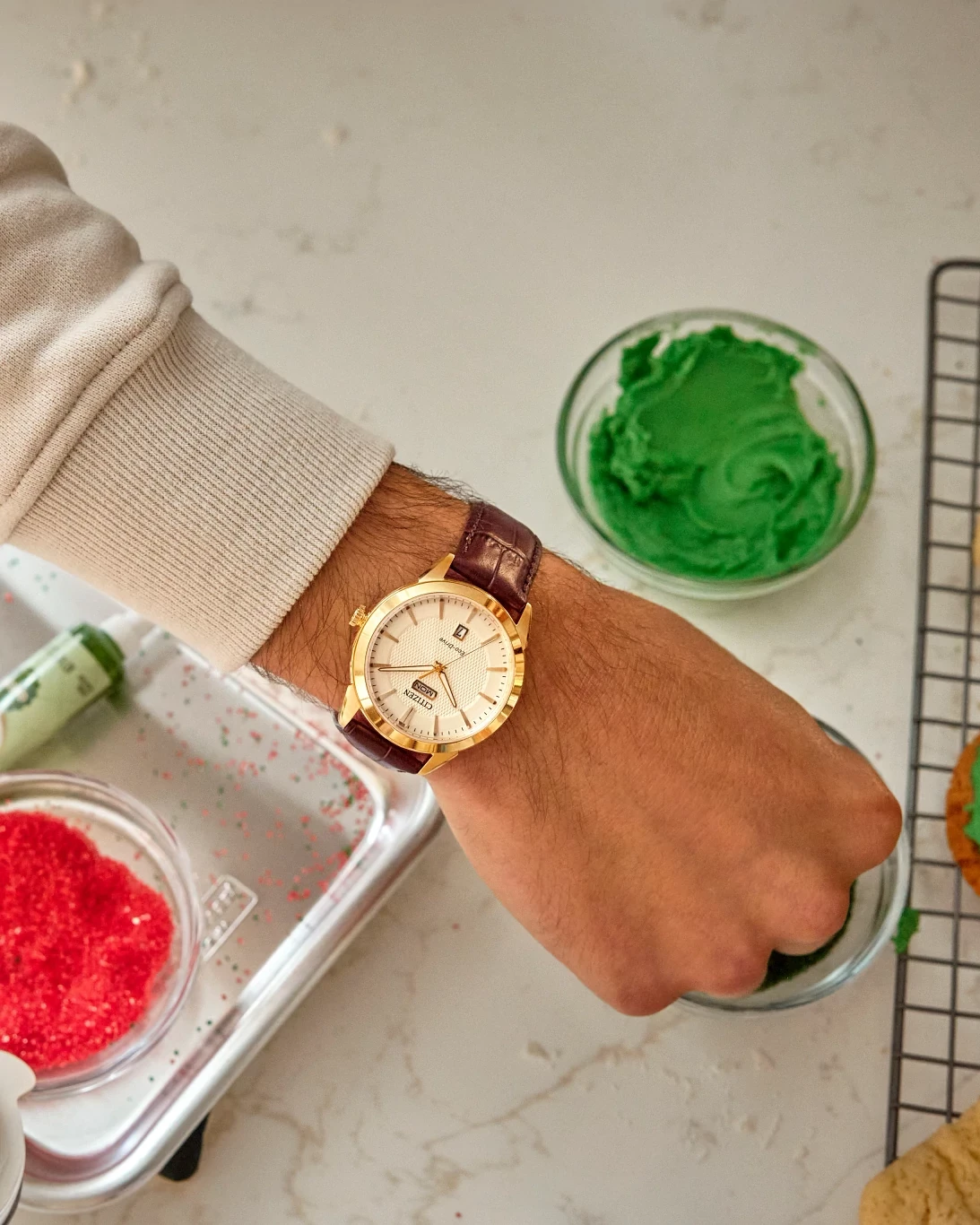 Rolan Champagne Dial Leather Strap AW0092-07Q | CITIZEN