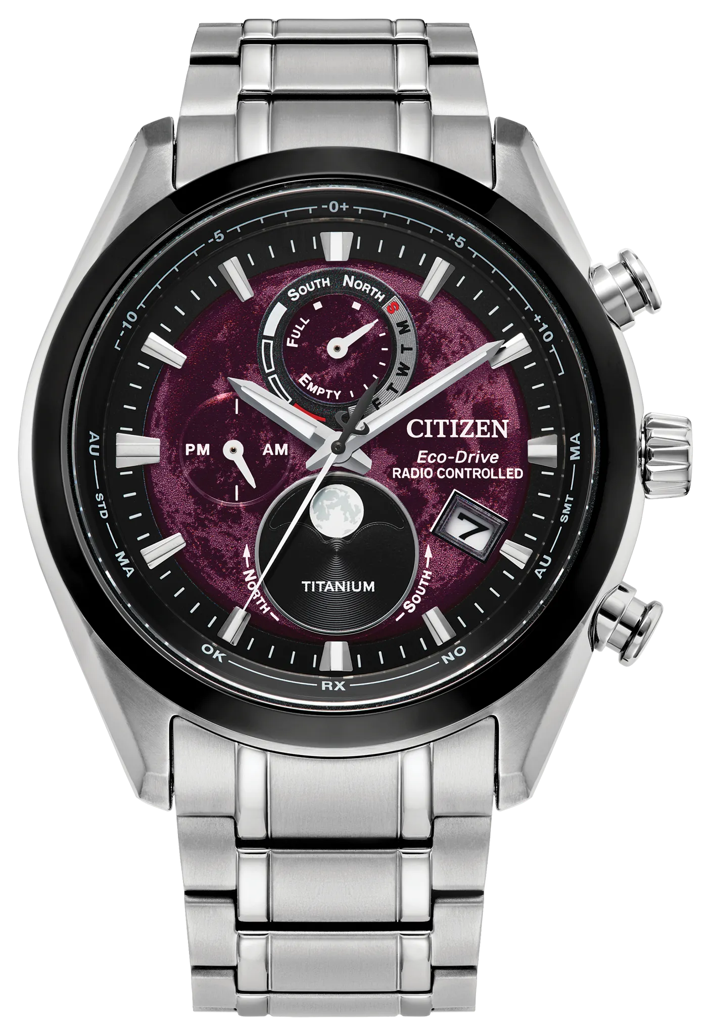 Tsuki-yomi A-T Red Dial Super Titanium Bracelet BY1018-55X | CITIZEN