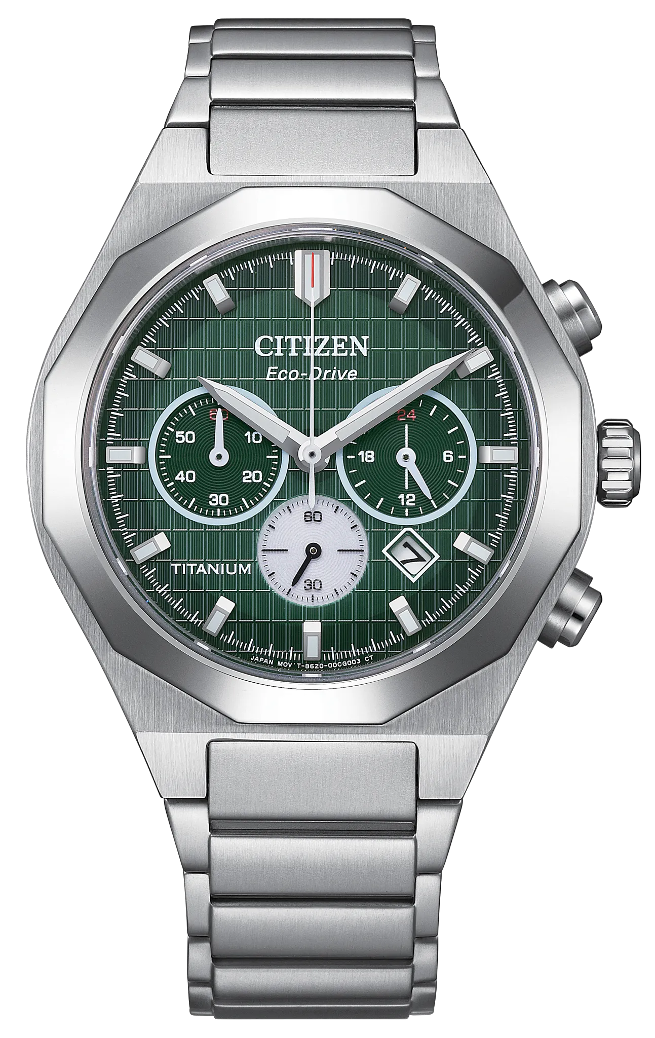 Zenshin Senkei Green Dial Super Titanium Bracelet CA4691-59X | CITIZEN