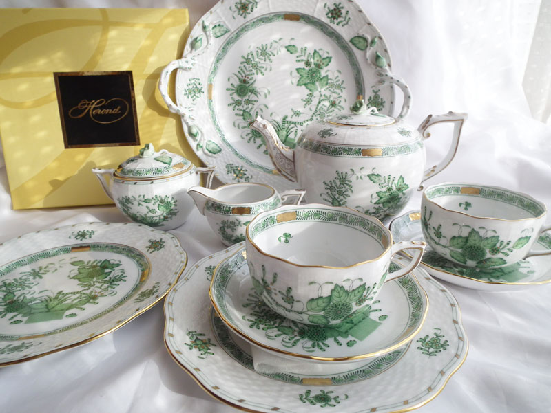 マイセン /※極美品 上級背面装飾 インドの華 リッチグリーン