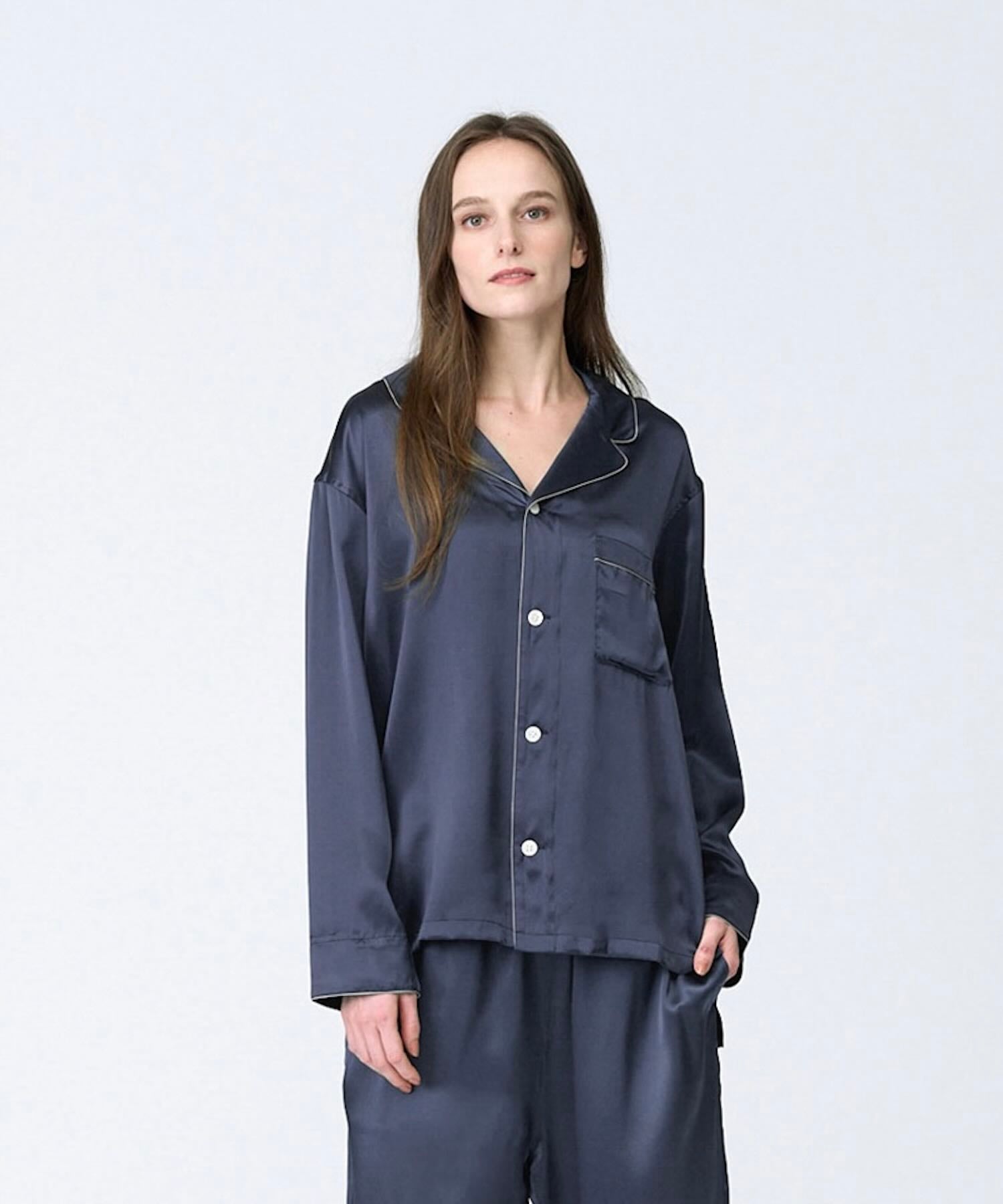 Foo Tokyo 公式ストア | 【トップス】シルクパジャマ エレガントネイビー