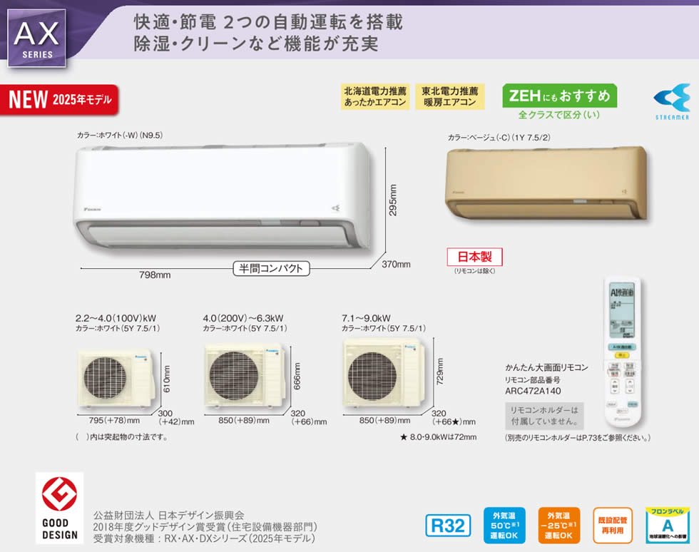 S225ATAS-W(-C)(6畳用)(ダイキンエアコン旧機種。量販店モデルAN225AAS