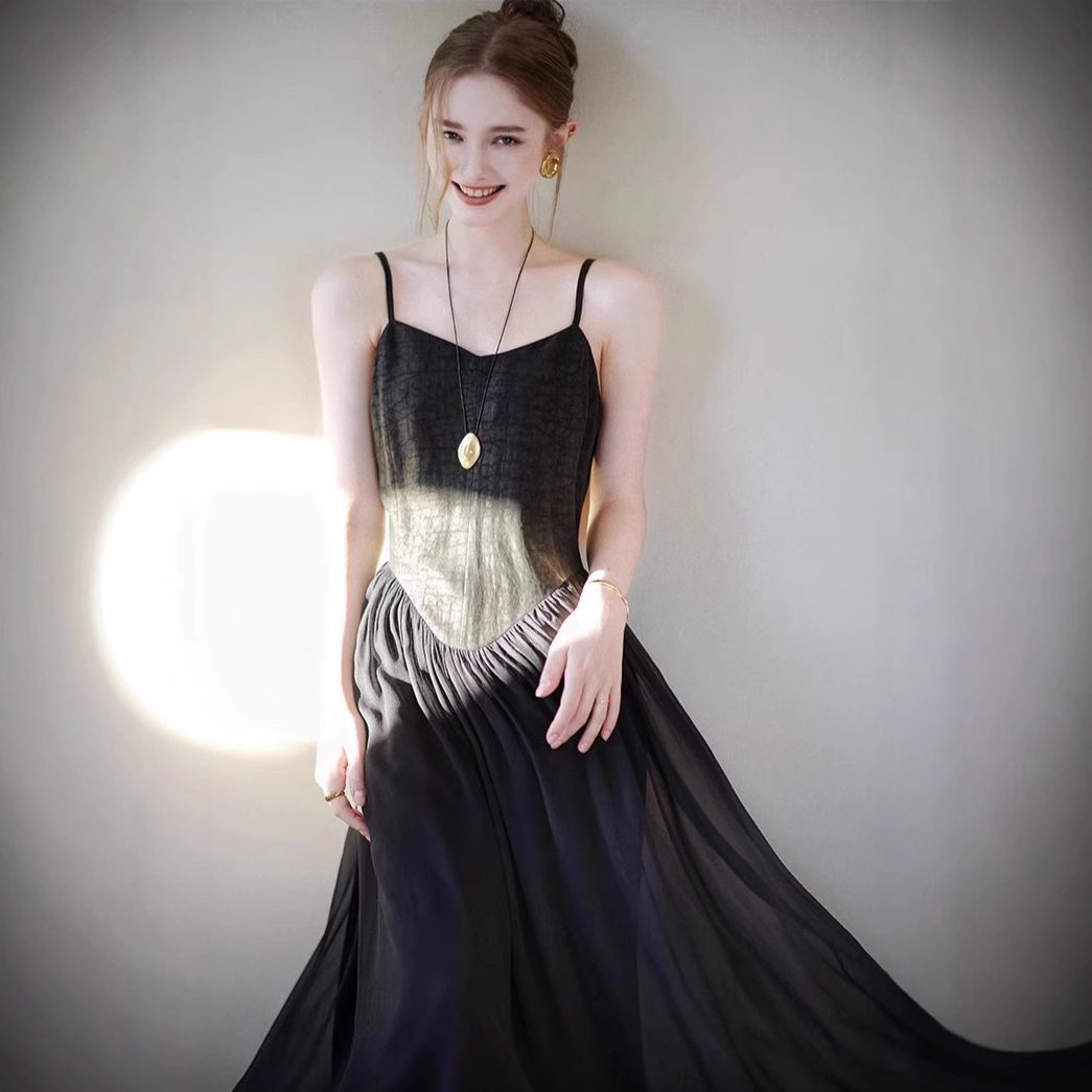 社交ダンス衣装 黒の煌めき長袖スパンコール装飾ドレス モダン|社交