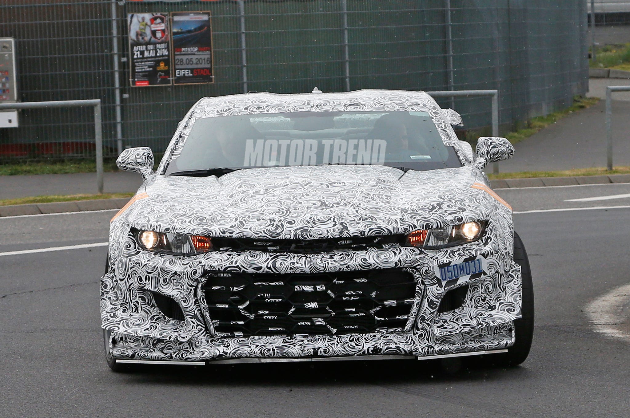 Watch a Camaro Z/28 Test Mule Smack Into a Guardrail at the 'Ring