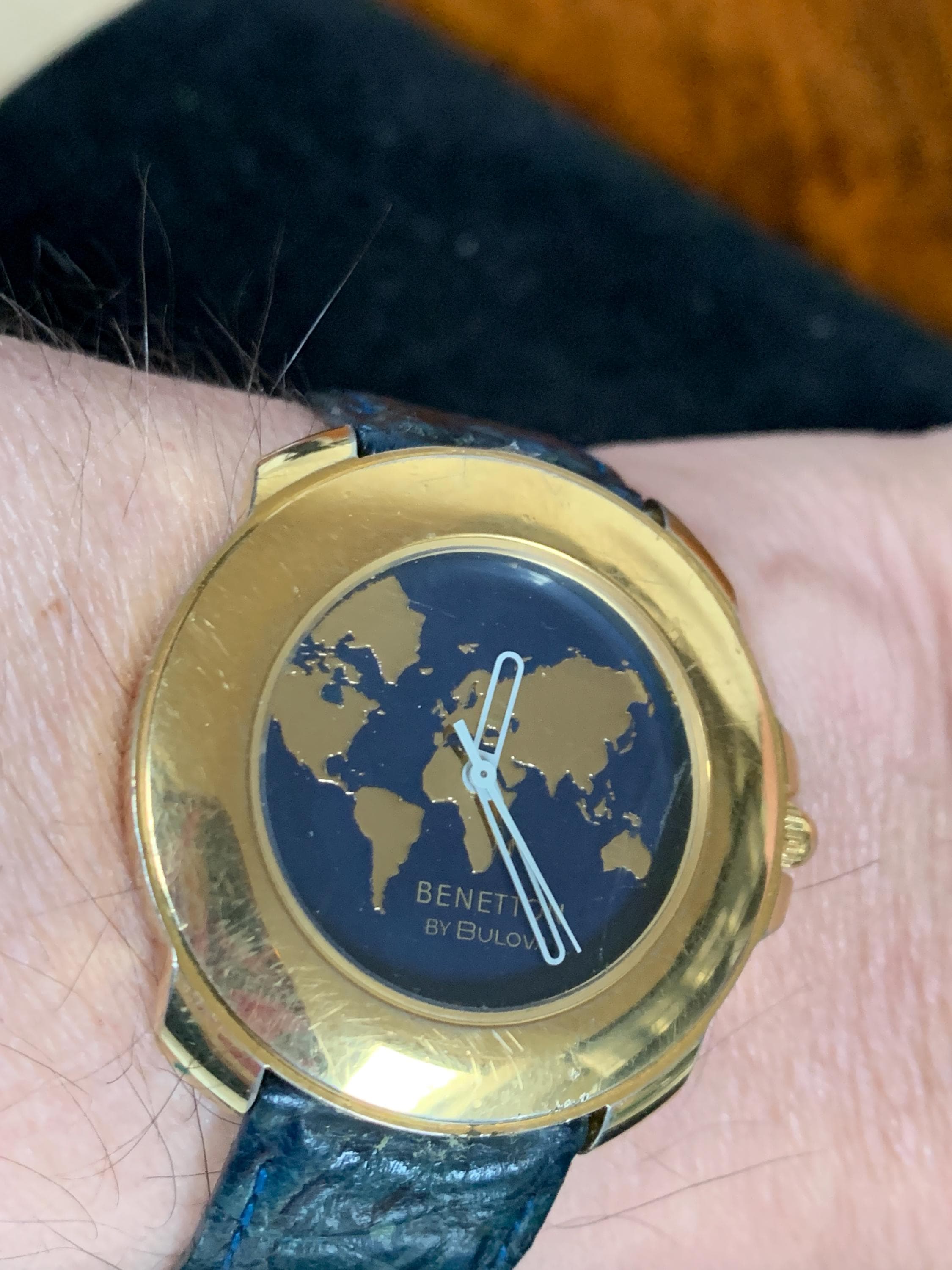 Vintage United Colors Benetton by Bulova Gold Map Vintage Quartz