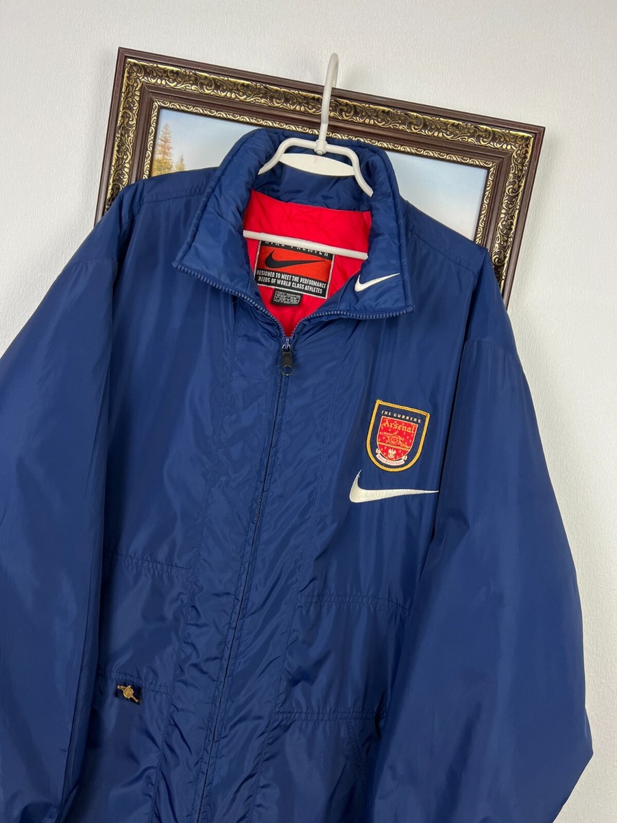 Vintage 90's Nike Arsenal Football Jacket Soccer Blue Bomber