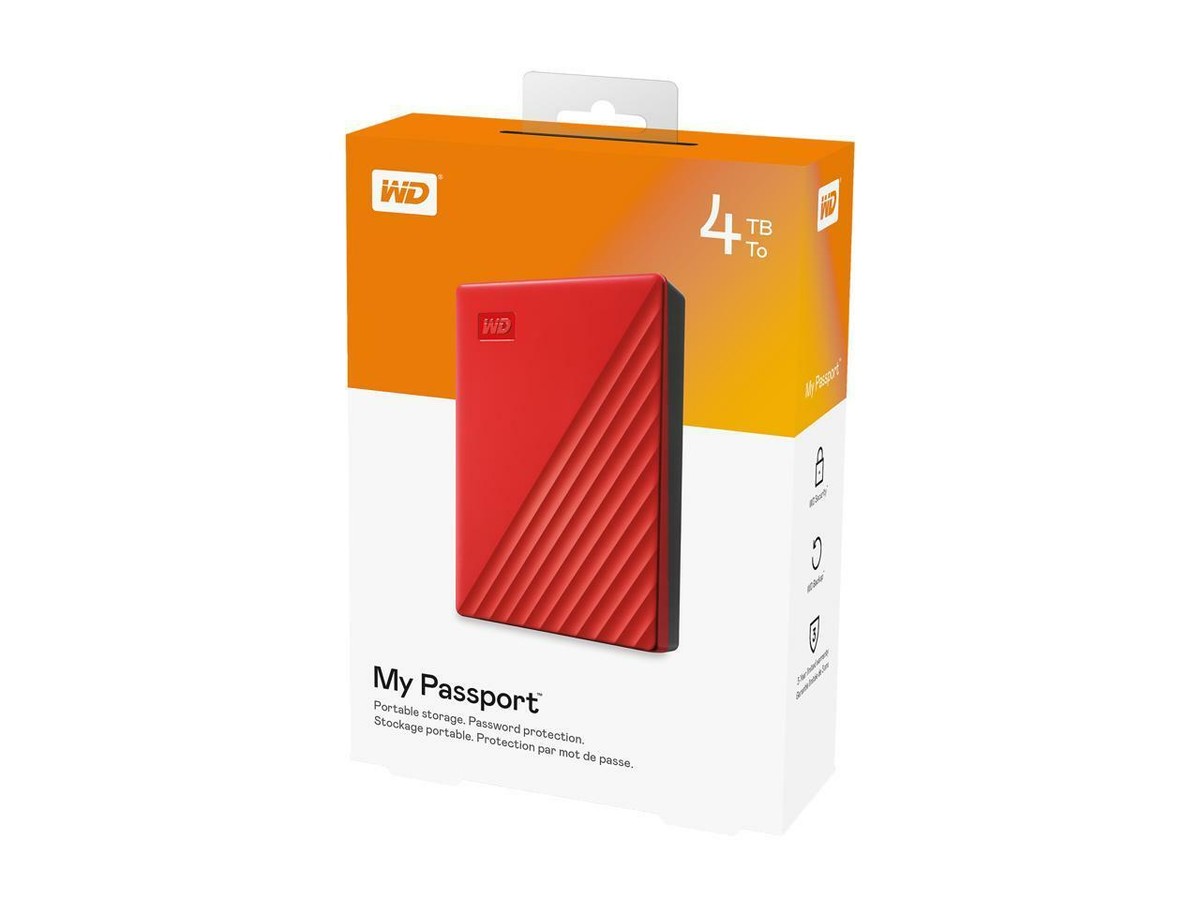 WD 4TB My Passport RED Portable External Hard Drive HDD USB 3.2