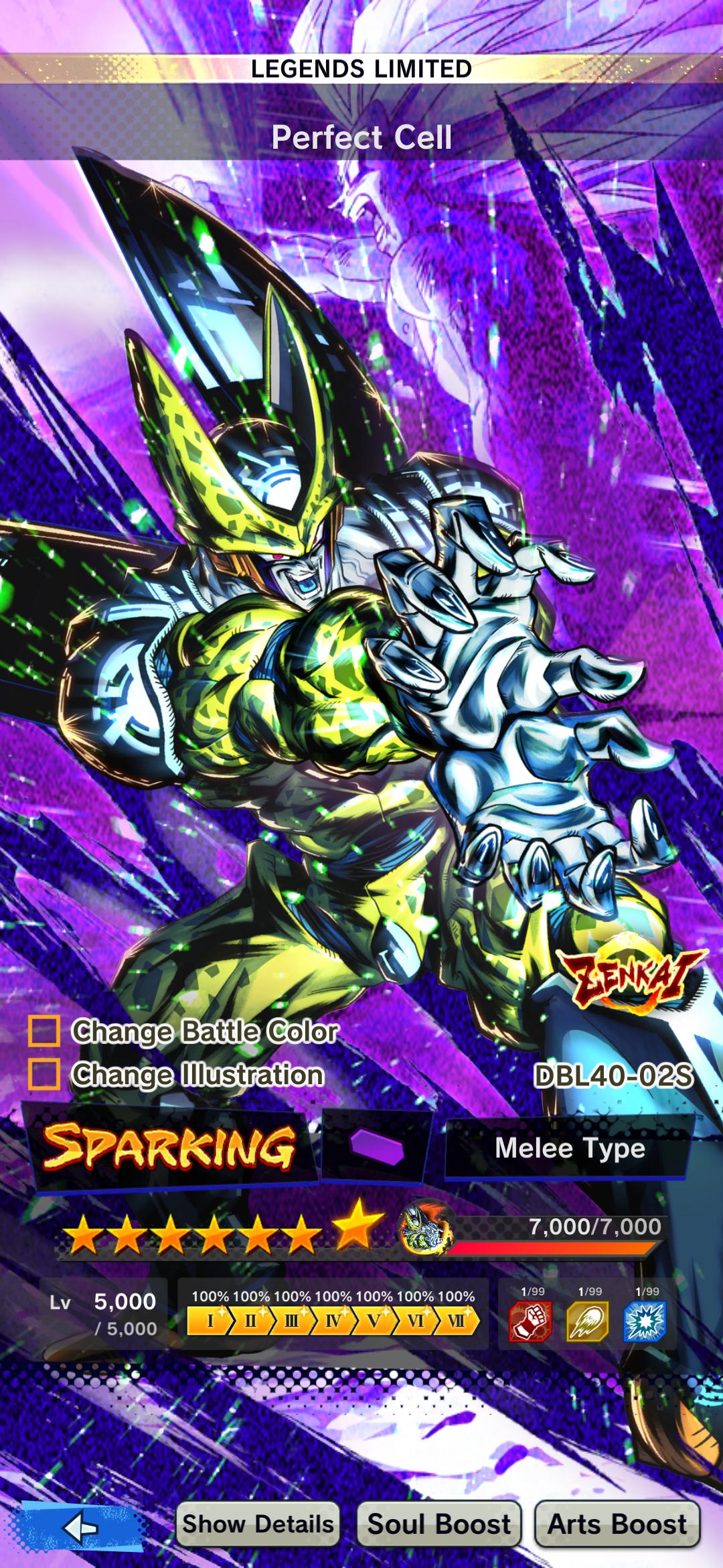 Zenkai 7 LL Perfect Cell : r/DragonballLegends