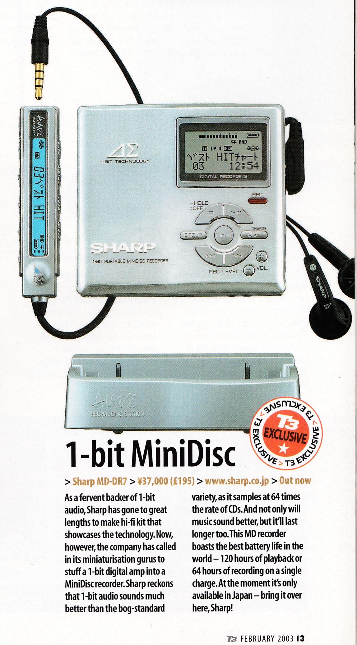 SHARP MD-DR7 The 1-Bit DAC MiniDisc (February 2003) : r/minidisc
